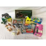Collection of Britains Zoo animals, boxed Indian elephant and Circus Animal Car with Animals