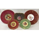 Four Royal Worcester plates two hand painted by E Phillips and one by R Austin together with one