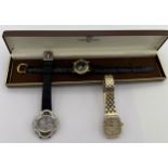 Three ladies wristwatches. Rotary with mother of pearl face, diamond set bezel and stainless steel