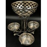A 1912 silver epergne by George Randle of Birmingham weight 700 grams, height 25cm.