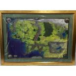 Danbury Mint JRR Tolkien's a framed Map of collector's Middle-Earth painted by Jochim Hartwig,