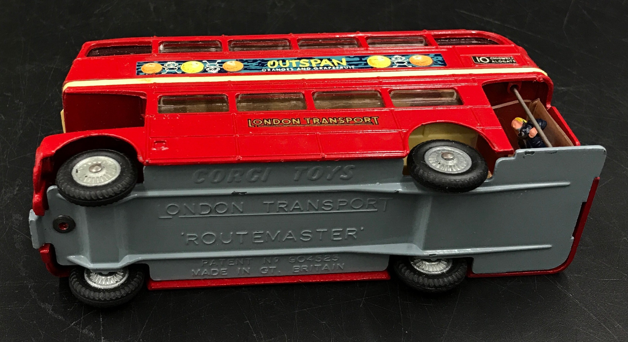 Corgi Toys- No. 468 red London Transport Routemaster bus with Outspan advertising in original box. - Image 2 of 7