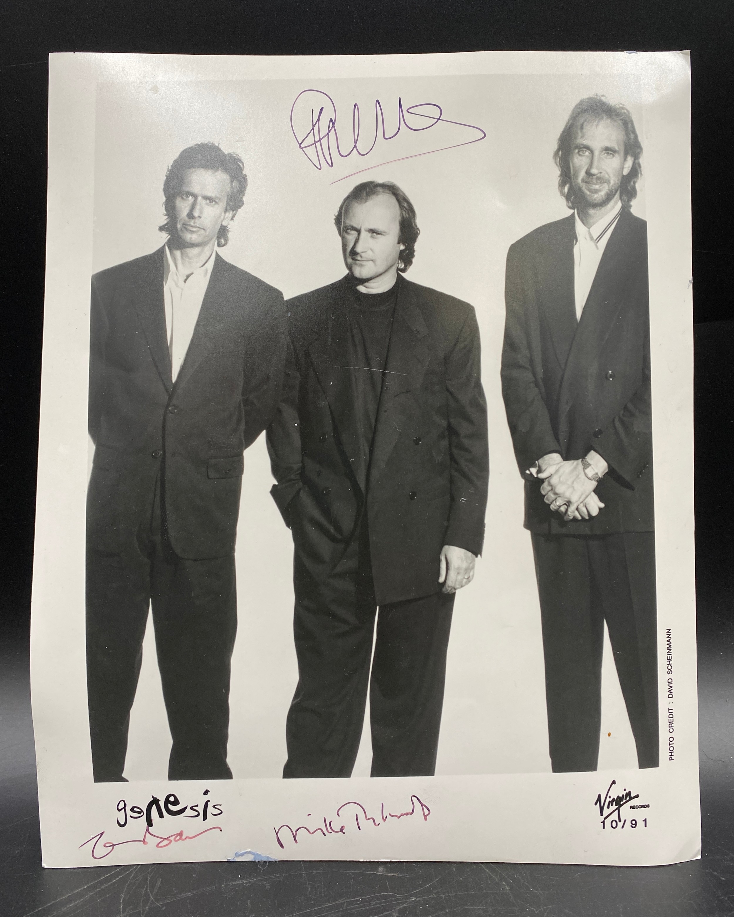 GENESIS: Signed 8 x 10 photograph by all three members of the English rock band individually,