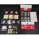 A collection of coins to include three boxed 1951 festivals of Britan crown piece and one additional