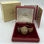 A 1970 nine carat gold cased gentleman’s Omega wristwatch on stainless steel strap. This is complete