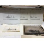 Various prints of D C Bell's "River Work" printed on different sorts of media, metal, printing paper