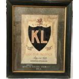 An advertising poster measuring 48 x 35cm with the words KL, Kind Love, in the middle, for Liquer