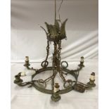 A decorative vintage six branch ceiling light fitting.