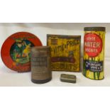 Five tins to to include: a Macfarlane Lang & Co. Limited for 'Large Water Biscuits' bearing Royal