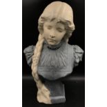 A Richard Aurili (1834-1914) 'Girl with braid' Art Nouveau bust marked 560 to back approx. 55h x 36w