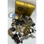 A quantity of mainly 19thC jewellery to include expanding jet bracelet, beadwork purse etc.