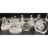 Collection of six Royal Crystal Rock figurines of ducks, swans, dolphins, a horse and a lioness with