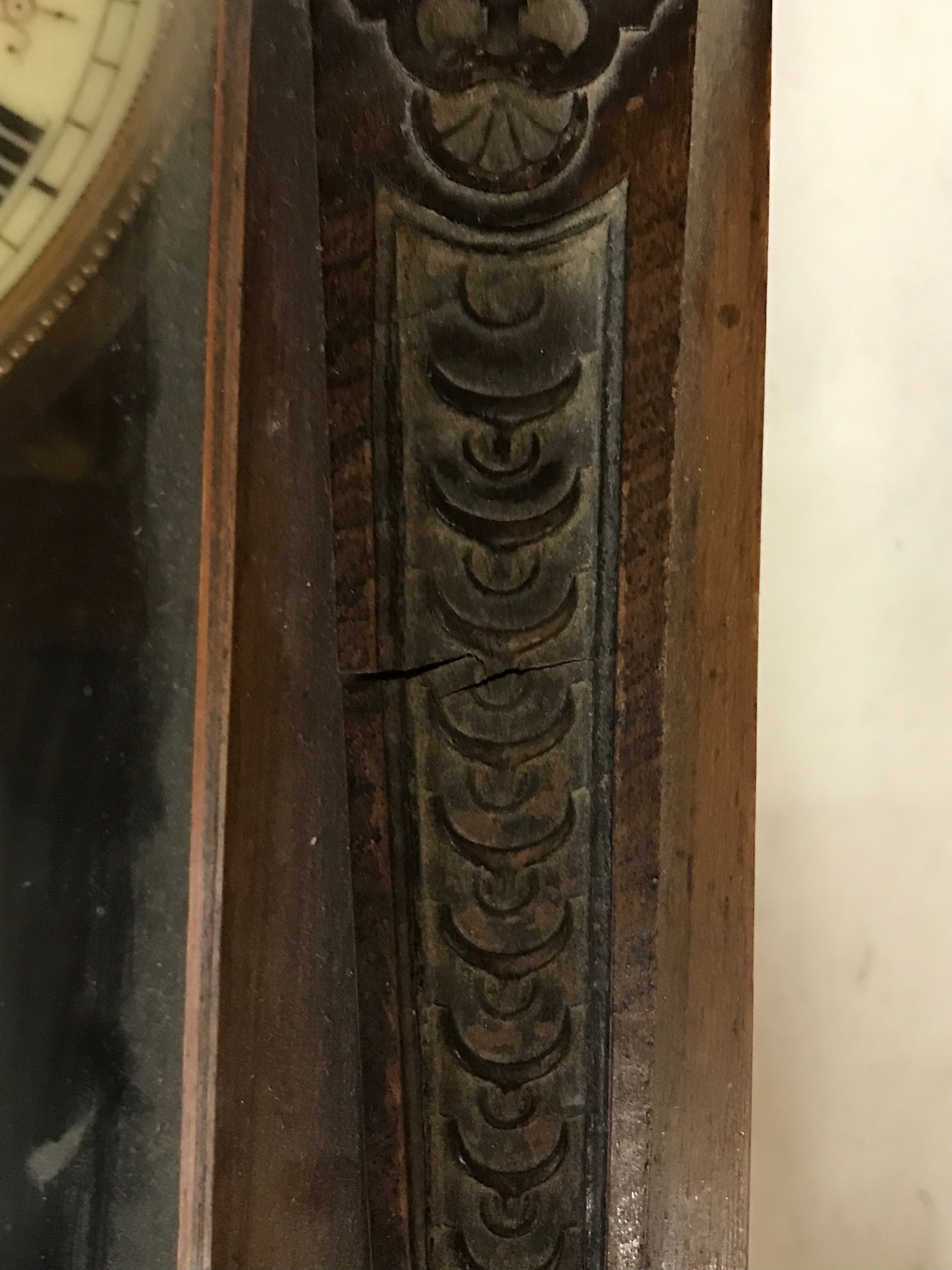 A wall clock with R A marked on pendulum with key. Approx. 60 h x 16 d x 30cm w. - Image 5 of 6