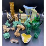Collection of ceramics and glassware to include 10 x Sylvac animals, a Carlton Ware leaf shaped