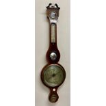 Mahogany banjo barometer by Maspoli of Hull 100cm h.