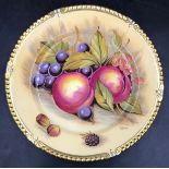 Aynsley Orchard Gold cabinet plate with gilded decoration, signed D. Jones. 26cm diameter.