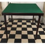 A folding card table with green baize top 76cm square x 67cm h, Green Brothers.