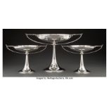 A Set of Three Tiffany & Co. Silver Compotes, New York, 1907-1947 Marks to largest: TIFFANY & CO., 1