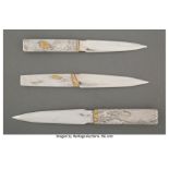 Three Japanese Silver and Mixed Metal Knives, circa 1900 10-1/2 inches (26.7 cm) (longest) ... (Tot