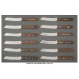 A Twelve-Piece Gorham Mfg. Co. Japonesque Silver and Mixed Metal Fruit Knife Set, Providence, Rhode