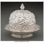 An S. Kirk & Son Coin Silver Chased Repoussé Covered Butter Dish with Liner, Baltimore, Maryland, 18