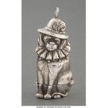 A British Silver Circus Dog-Form Matchstick Holder, London, 1979 Marks: (lion passant), (leopard's h
