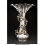 A Watanabe Partial Gilt Silver Dragon Vase, Yokohama, Japan, circa 1900 Marks: (jungin mark), (four-