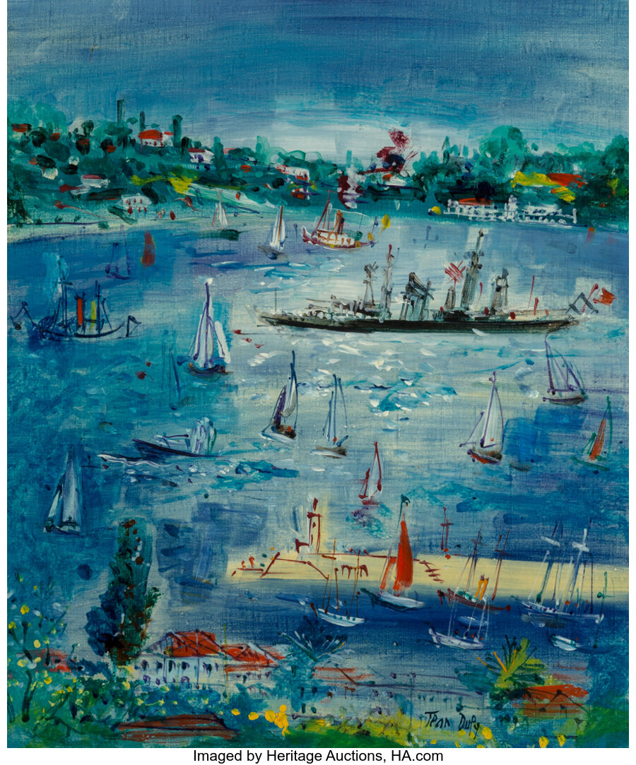 Jean Dufy (French, 1888-1964) Le port Oil on canvas 22 x 18-1/2 inches (55.9 x 47.0 cm) Signed lower