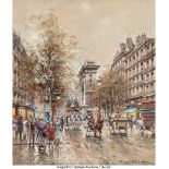 Antoine Blanchard (French, 1910-1988) Porte St. Denis, Paris Oil on canvas 21-1/2 x 18 inches (54.6