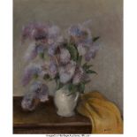 Othon Coubine (Czech, 1883-1969) Bouquet of lilacs in a vase, 1929 Oil on canvas 25-3/4 x 21-1/2 inc