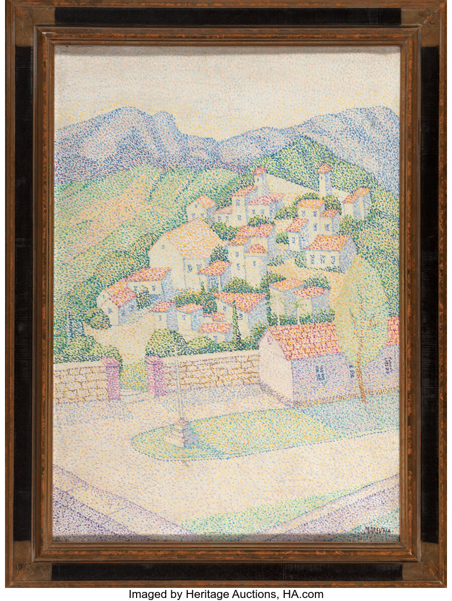 Marie Vorobieff Marevna (Russian, 1892-1984) Village dans la montagne Oil on canvas 36-1/4 x 25-1/2  - Image 2 of 3