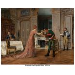 François Brunery (Italian, 1849-1926) Visite du fiancé Oil on canvas 28 x 36 inches (71.1 x 91.4 cm)
