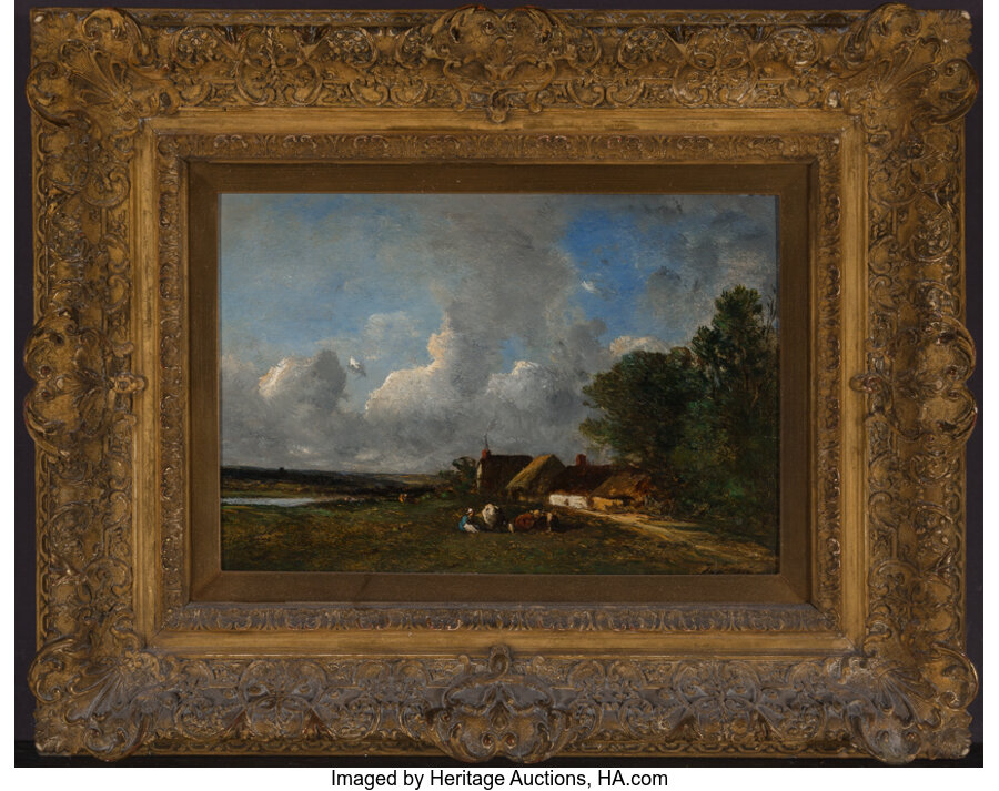 Jules Dupré (French, 1811-1889) Paysage, 1830-32 Oil on panel 12-1/2 x 18-1/4 inches (31.8 x 46.4 cm - Image 2 of 3