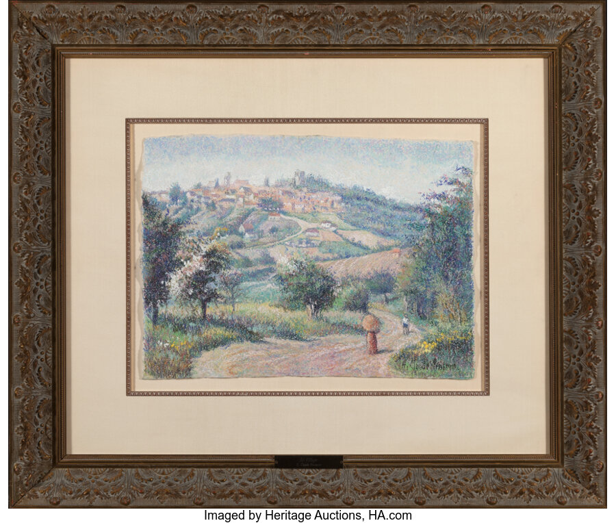 Hughes Claude Pissarro (French, b. 1935) Le village Pastel on paper 14-1/2 x 19-1/2 inches (36.8 x 4 - Image 2 of 3
