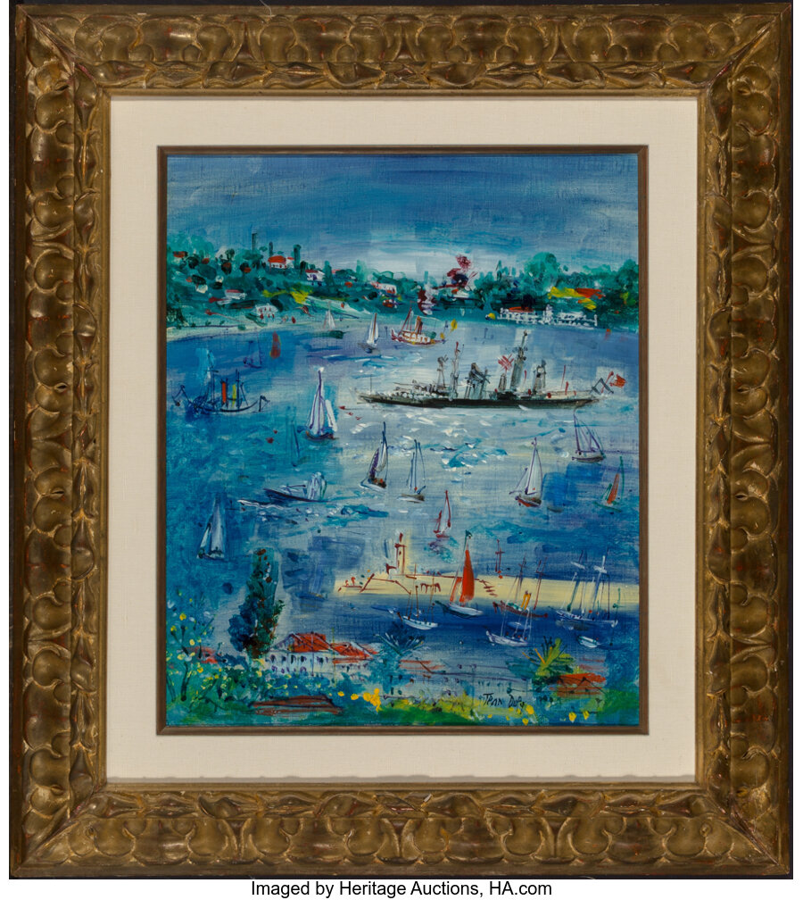 Jean Dufy (French, 1888-1964) Le port Oil on canvas 22 x 18-1/2 inches (55.9 x 47.0 cm) Signed lower - Image 2 of 3