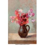 Edouard-Léon Cortès (French, 1882-1969) Bouquet de pois de senteur Oil and tempera on panel 19-3/4 x