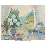 Jeanne Selmersheim-Desgrange (French, 1877-1958) Fleurs sur la terrasse à Saint Tropez Oil on canvas