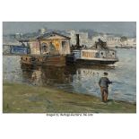 Frank Myers Boggs (French/American, 1855-1926) L'embarcadére sur la Seine, 1886 Oil on canvas 15-1/4