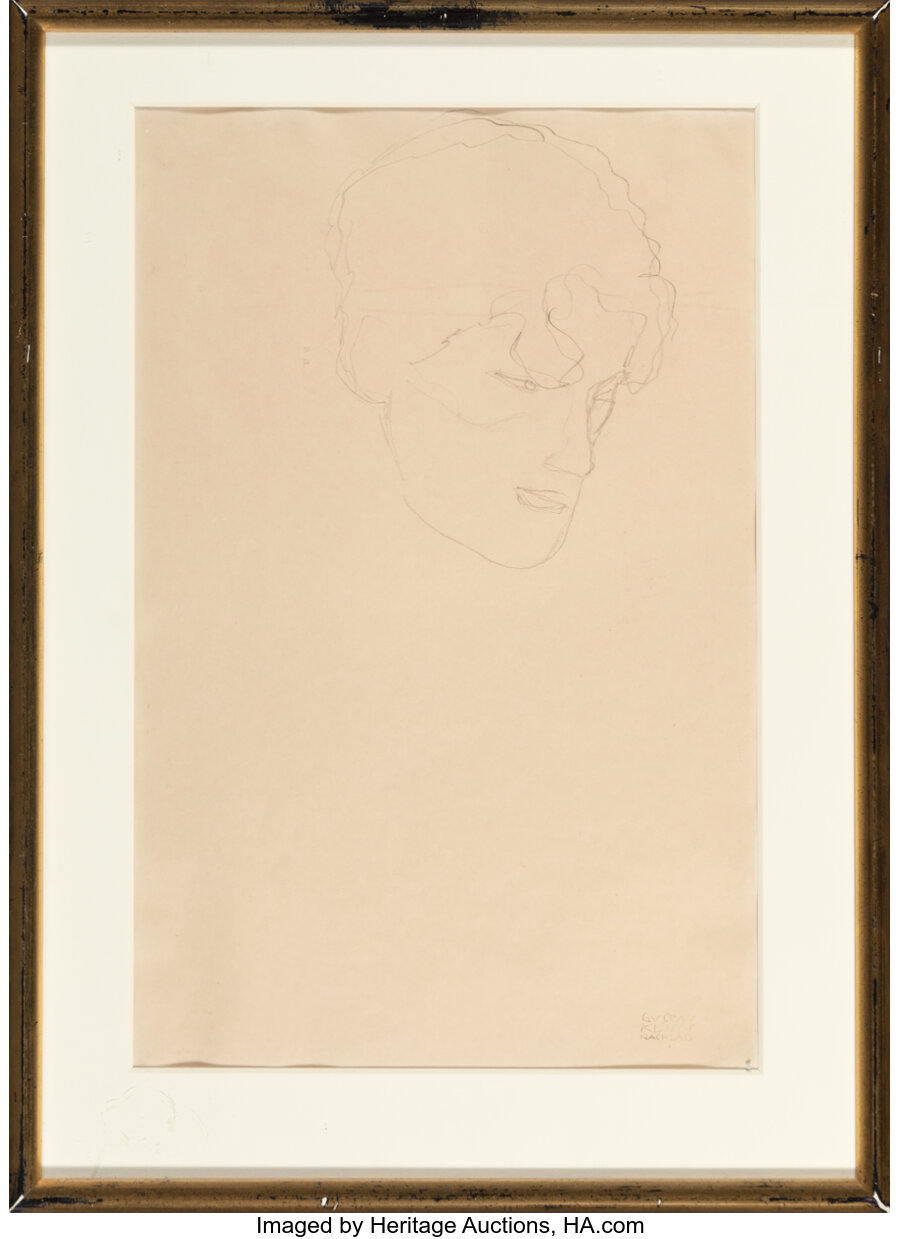 Gustav Klimt (Austrian, 1862-1918) Frauenkopf nach rechts, 1916 Pencil on paper 22-1/2 x 14-3/4 inch - Image 2 of 3