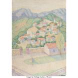 Marie Vorobieff Marevna (Russian, 1892-1984) Village dans la montagne Oil on canvas 36-1/4 x 25-1/2