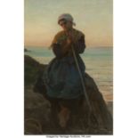 Jules Adolphe Aimé Louis Breton (French, 1827-1906) Jeune pêcheuse bretonne, Douarnenez, 1878 Oil on