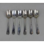 A set of six French silver teaspoons with oval cartouche terminals, 3.8oz