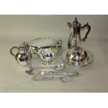 A collection of silver plated tableware, to include an oval tureen and cover, crumpet dish and