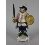 A 19th century Stevenson & Hancock Derby porcelain figure of James Quinn as Falstaff holding a