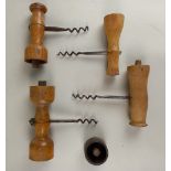 A Codd boxwood combination bottle opener and corkscrew two bulbous ends with ring attachment,
