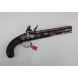 A flintlock pistol the lock plate stamped G Hunter, the octagonal barrel with ramrod pipe and