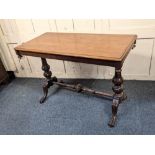 A Victorian mahogany side table, the rectangular top with rounded corners and drop finials, on