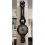 A 19th century wall barometer banjo shaped with swan neck top, plaque marked A Solca Tunbridge Wells