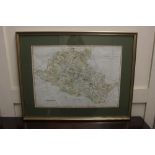 A framed antique map of part of the county of Kent engraved by Downes for Hasted's 'History of