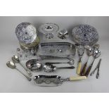 A collection of silver plated tableware to include a set of six table mats, pedestal bonbon dish,